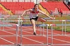 Abigail Smith (Gateshead) winning the under-20s 100 metres hurdles at the North Eastern Champs, Gateshead.